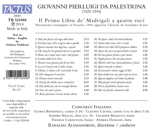 Palestrina: Il primo libro di madrigali