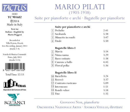 Pilati: Suite per pianoforte e archi & Bagatelles
