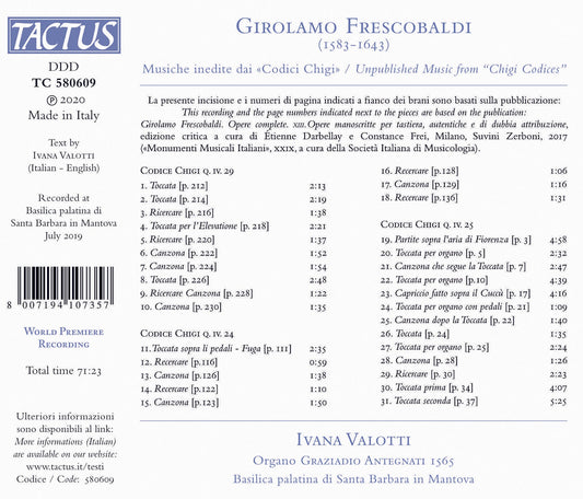 Frescobaldi: Unpublished Music From The "Codici Ghigi"