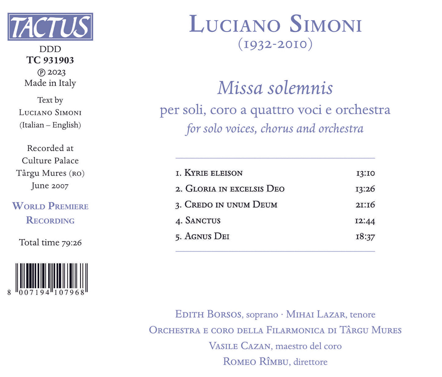 Simoni: Missa Solemnis