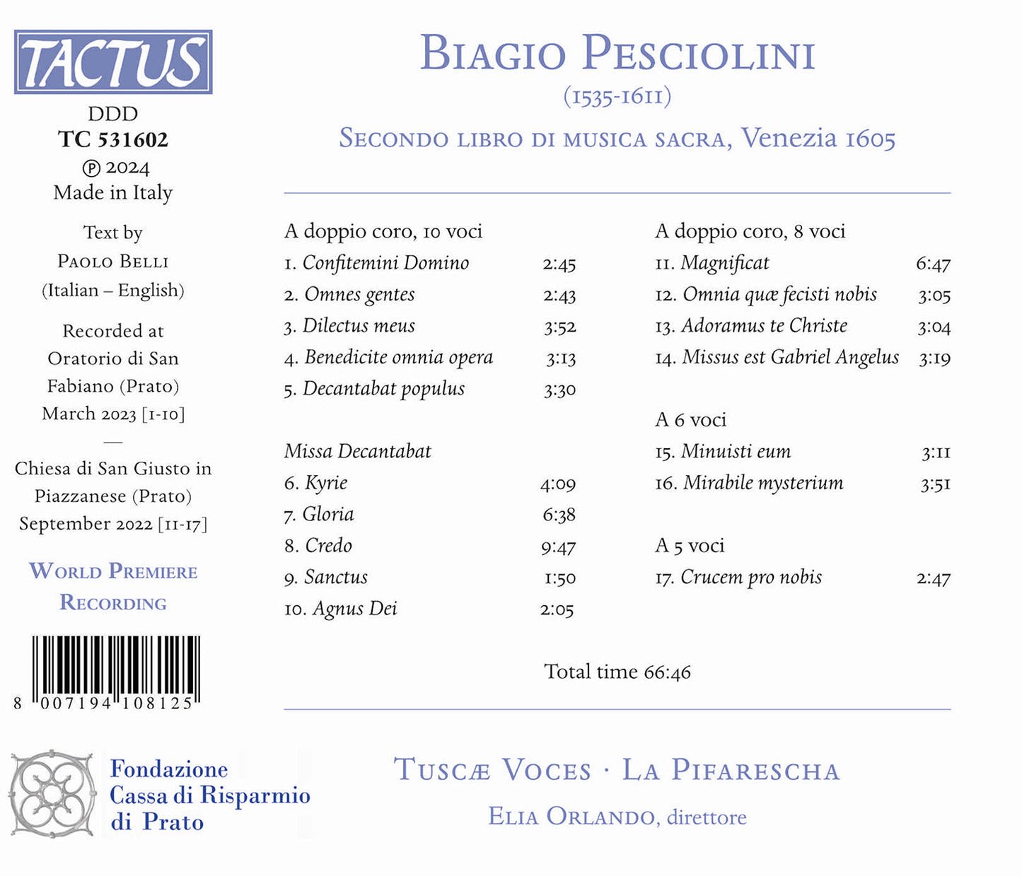 Pesciolini: Secondo libro di musica sacra