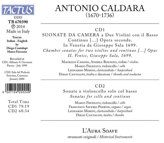 Caldara: Sounate da camera Op. 2 & Cello Sonatas