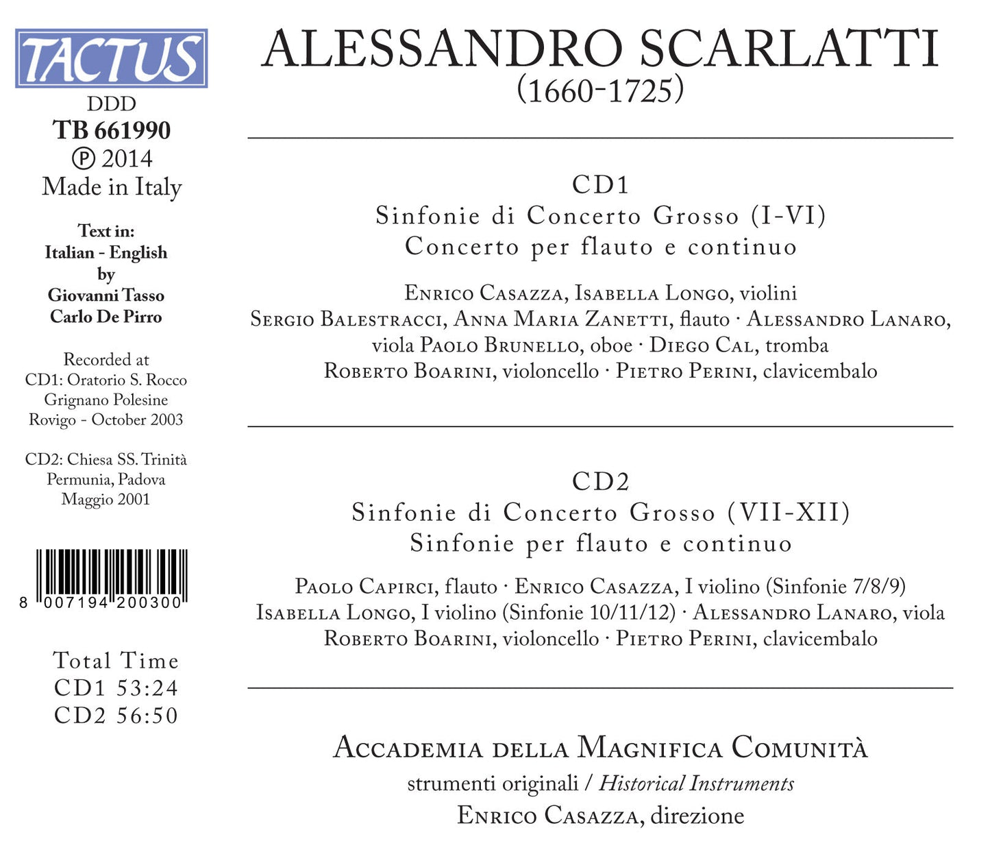 Scarlatti: Sinfonie di Concerto Grosso