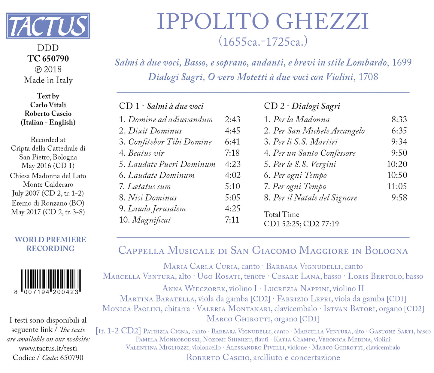 Ghezzi: Salmi à 2 voci & Dialogi sagri