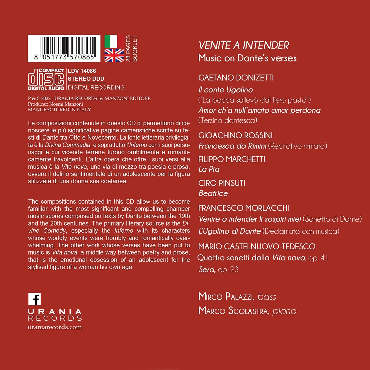 Venite a intender - Music on Dante’s verses