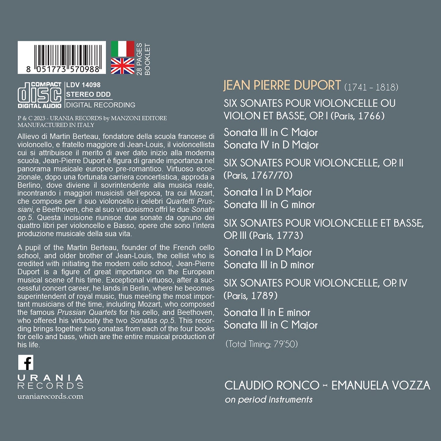 Duport: Cello Sonatas