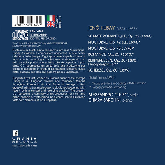 Hubay: Works For Violin & Piano