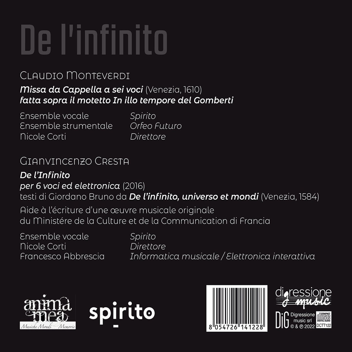 Monteverdi & Cresta: De l'infinito
