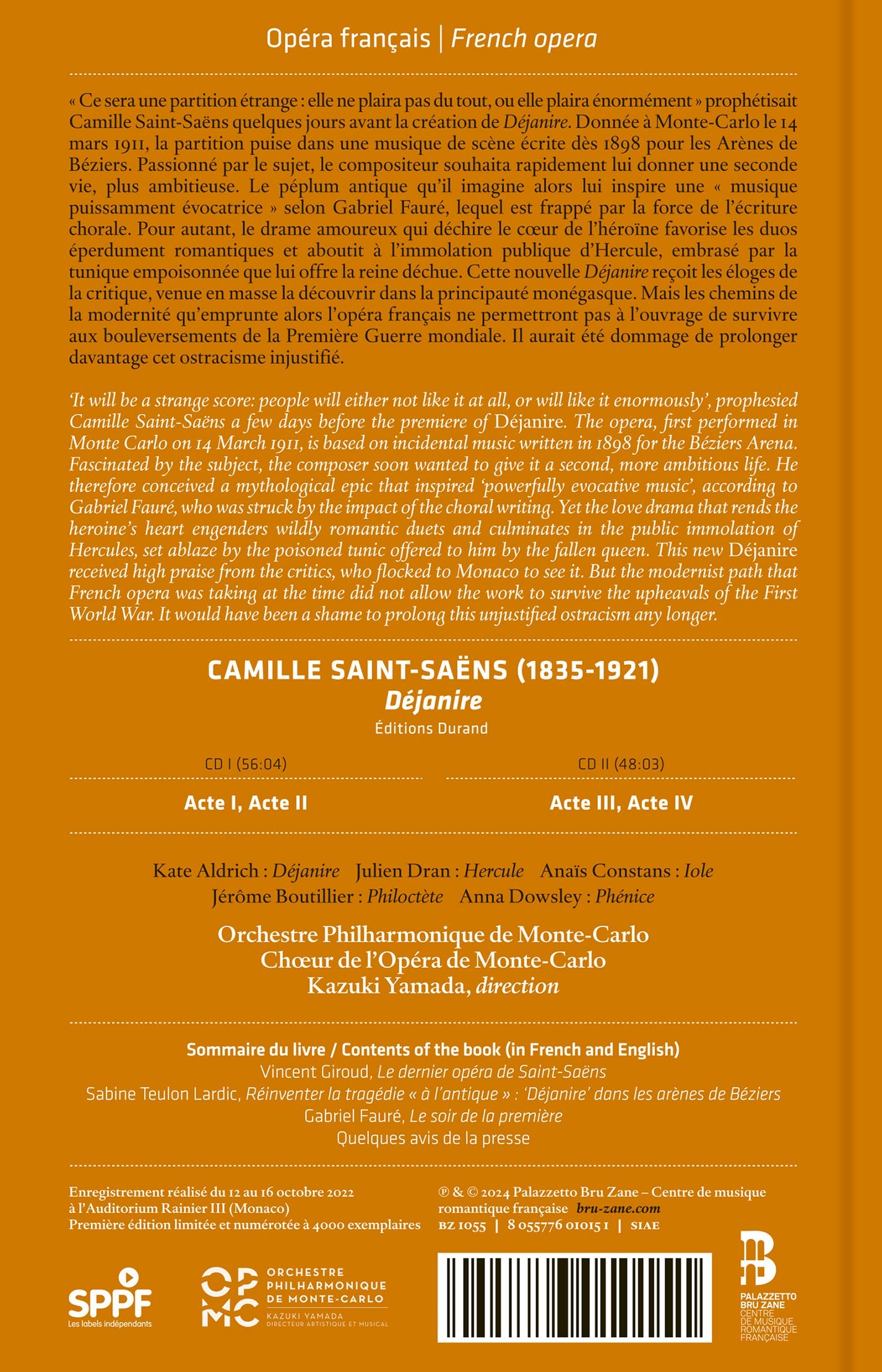 Saint-Saens: Dejanire  Orchestre Philharmonique De Monte-Carlo, Choeur De L’Opera De Monte-Carlo, Kazuki Yamada, Kate Aldri