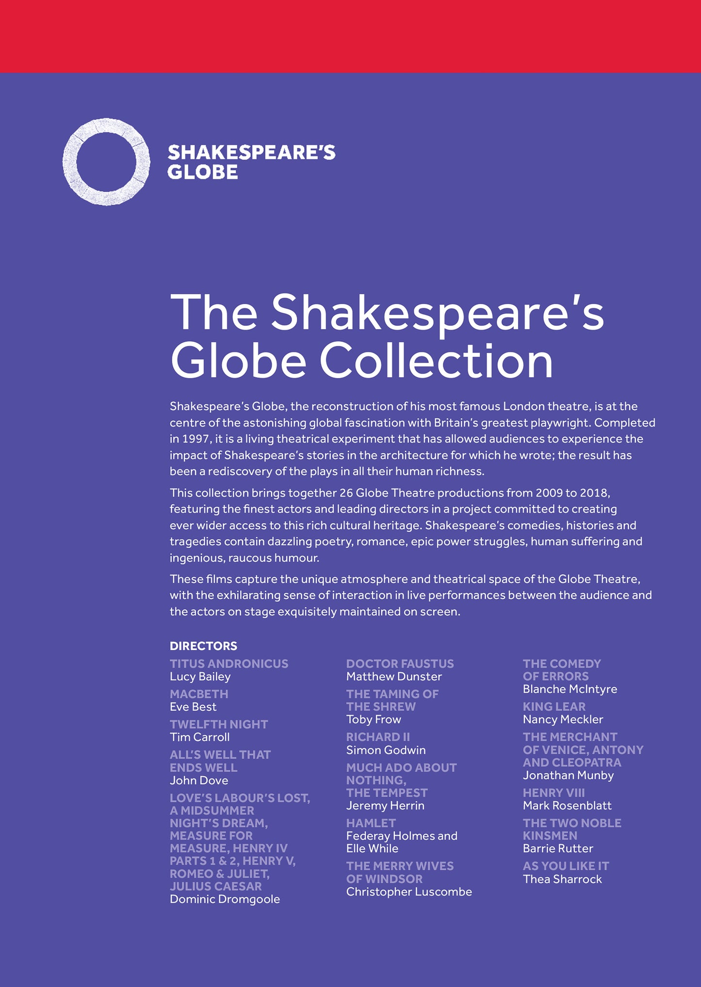 Shakespeare: The Shakespeare's Globe Collection [27 DVDs]