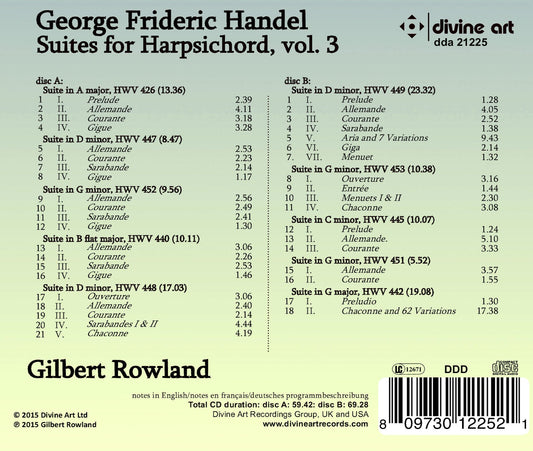 Handel: Suites for Harpsichord, Vol. 3 / Rowland