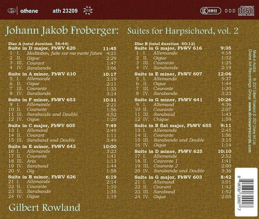 Froberger: Suites for Harpsichord, Vol. 2 / Rowland