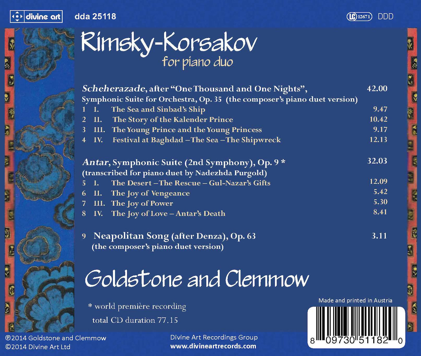Rimsky-Korsakov: Works for Piano Duo / Clemmow, Goldstone