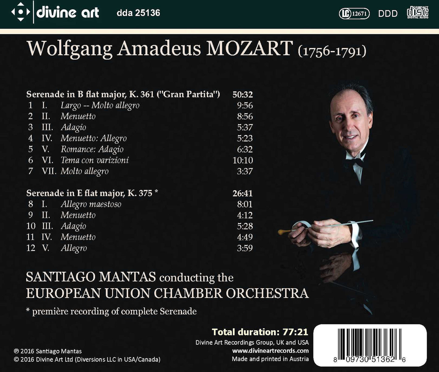 Mozart: Serenades Nos. 10 & 11 / Mantas, European Union Chamber Orchestra
