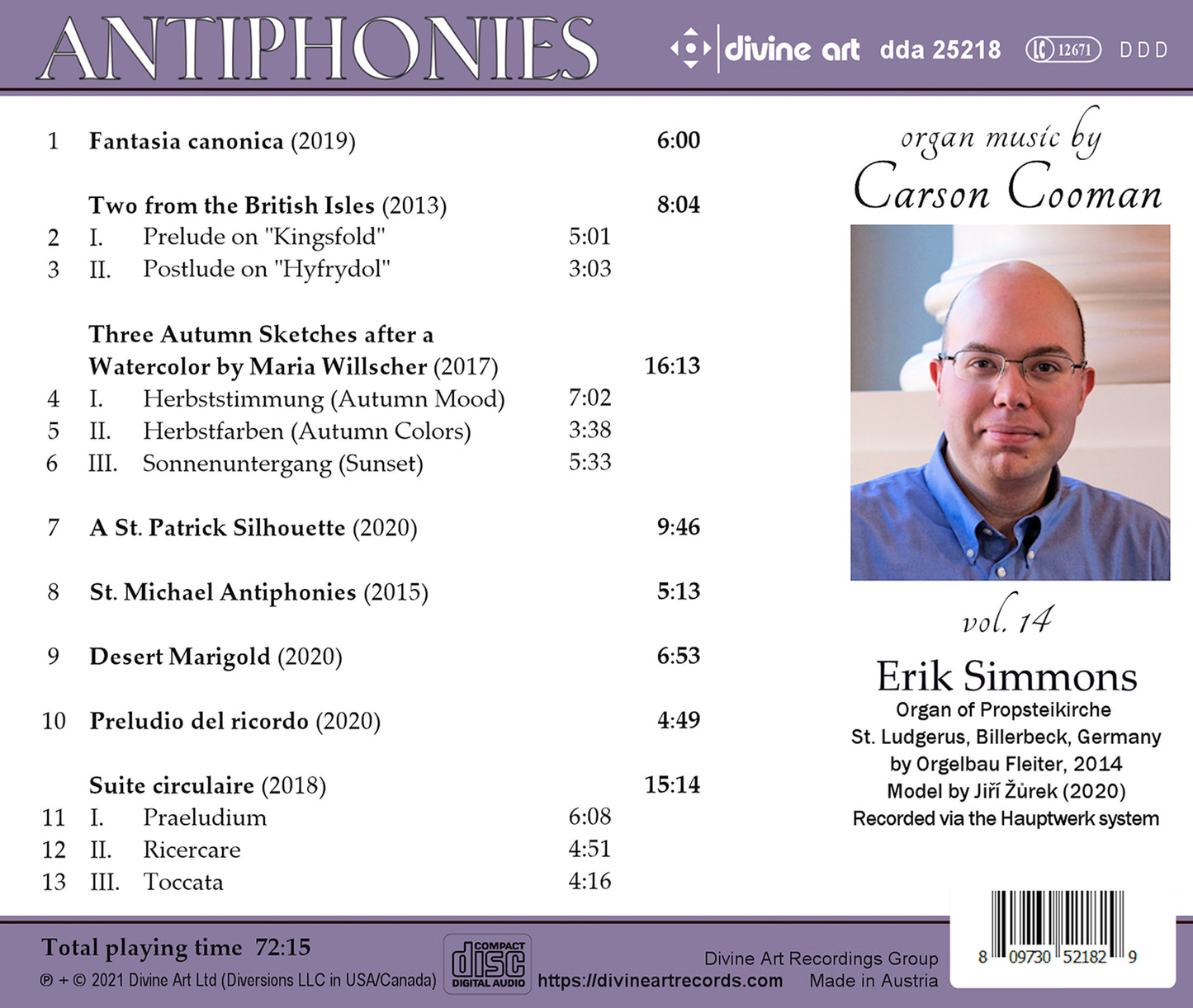Cooman: Antiphonies (Music For Organ, Vol. 14)