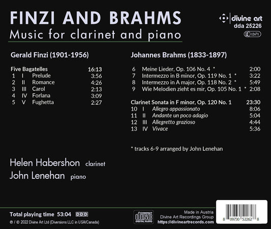 Finzi & Brahms: Music for Clarinet & Piano