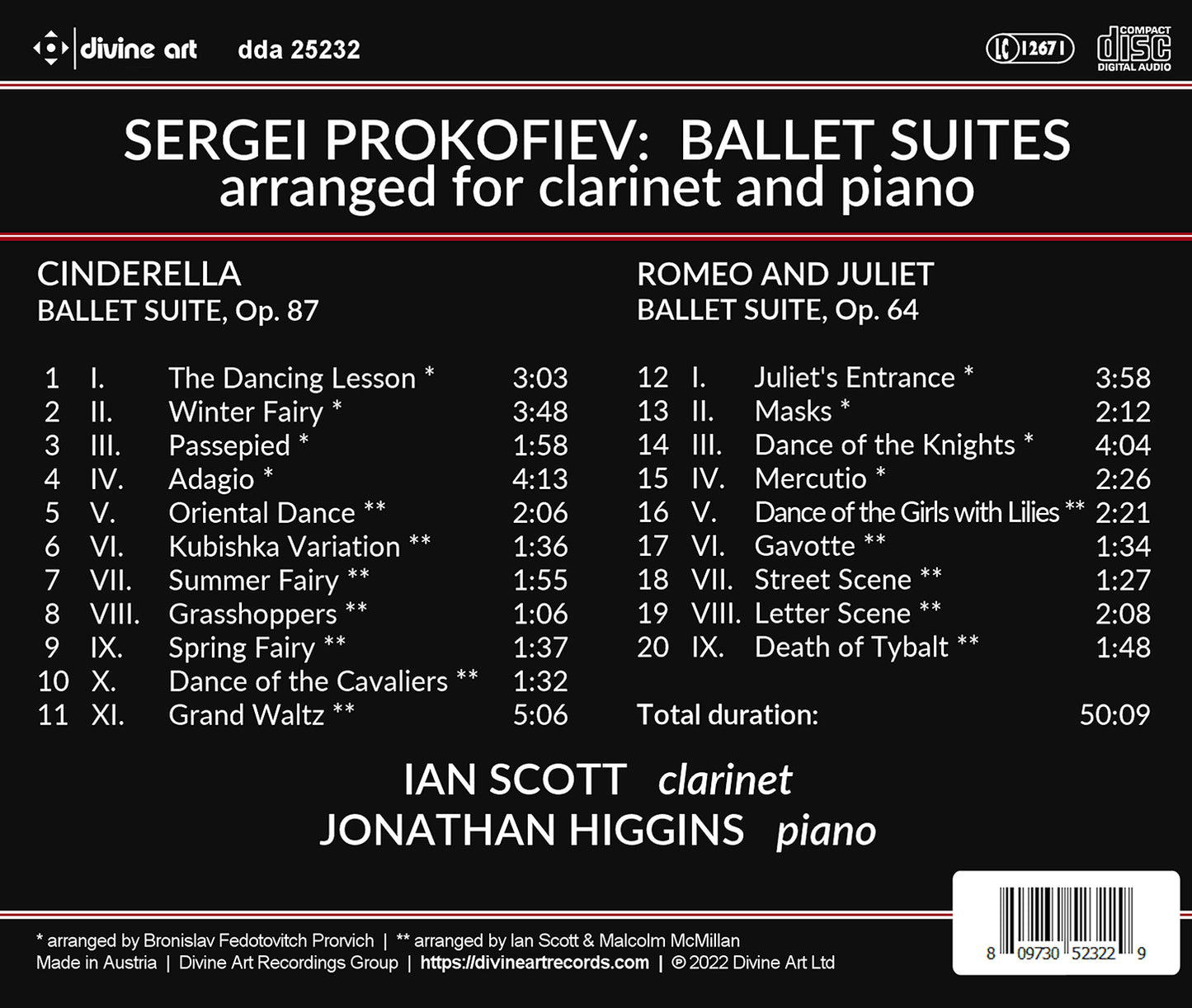 Prokofiev: Cinderella; Romeo & Juliet Ballet Suites  Ian Scott, Jonathan Higgins