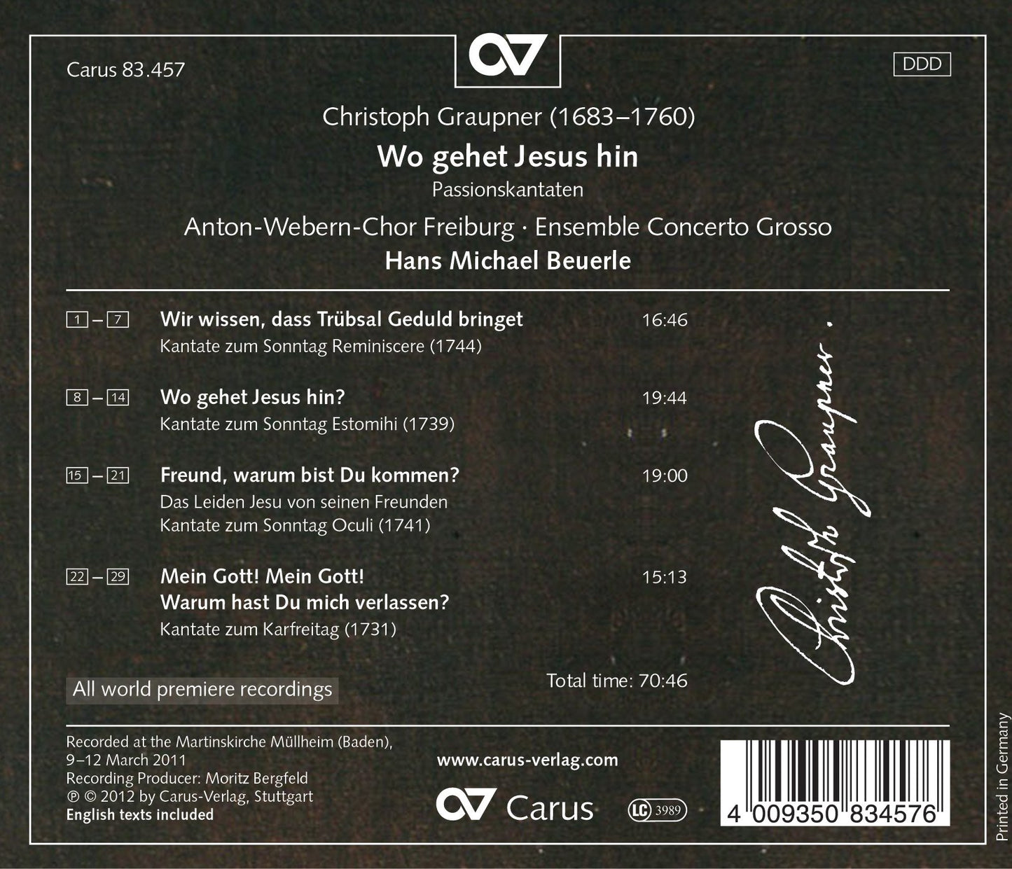 Graupner: Wo gehet Jesus hin