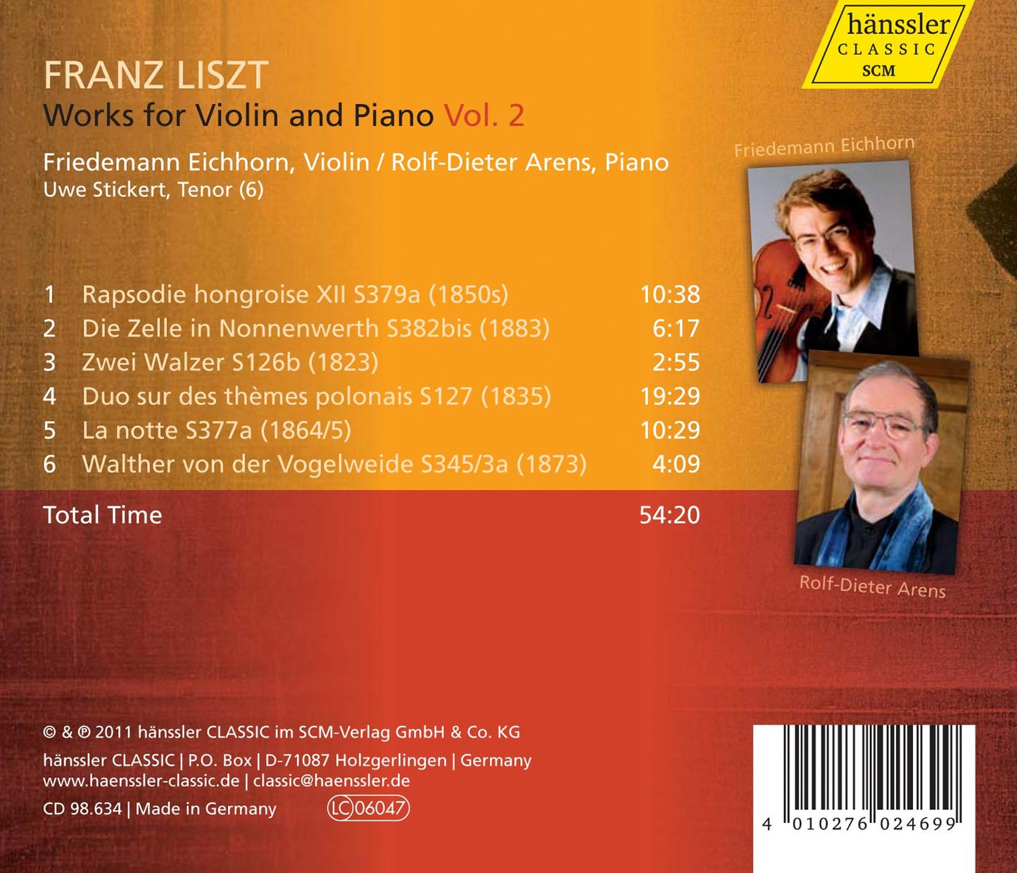 Liszt: Violin & Piano Works, Vol. 2