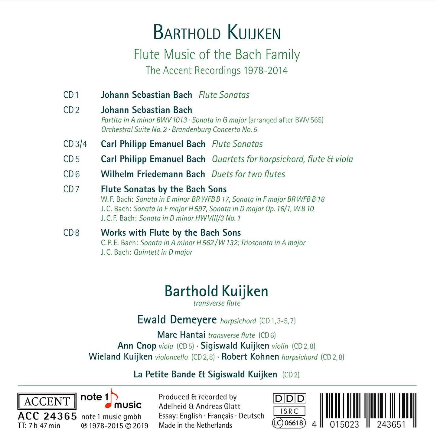 FLUTE MUSIC OF THE BACH FAMILY