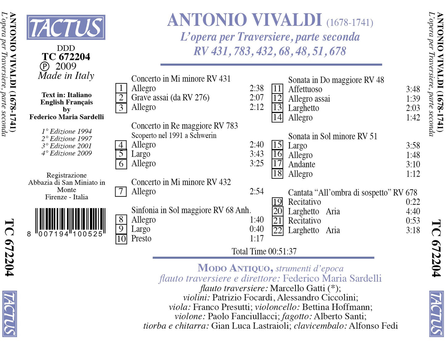 Vivaldi: L'opera per traversiere, Parte seconda - RV 431, 78
