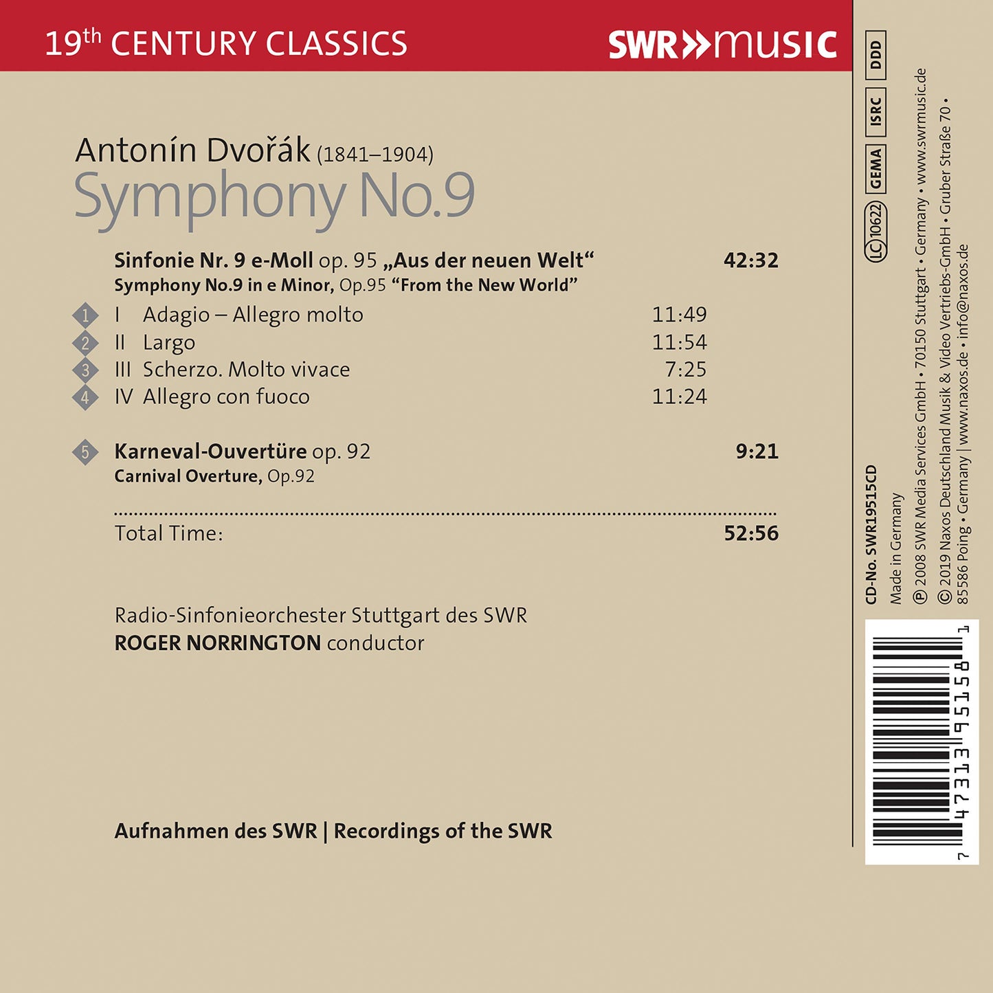 Dvorák: Symphony No. 9 "From the New World" & Carnival Overt