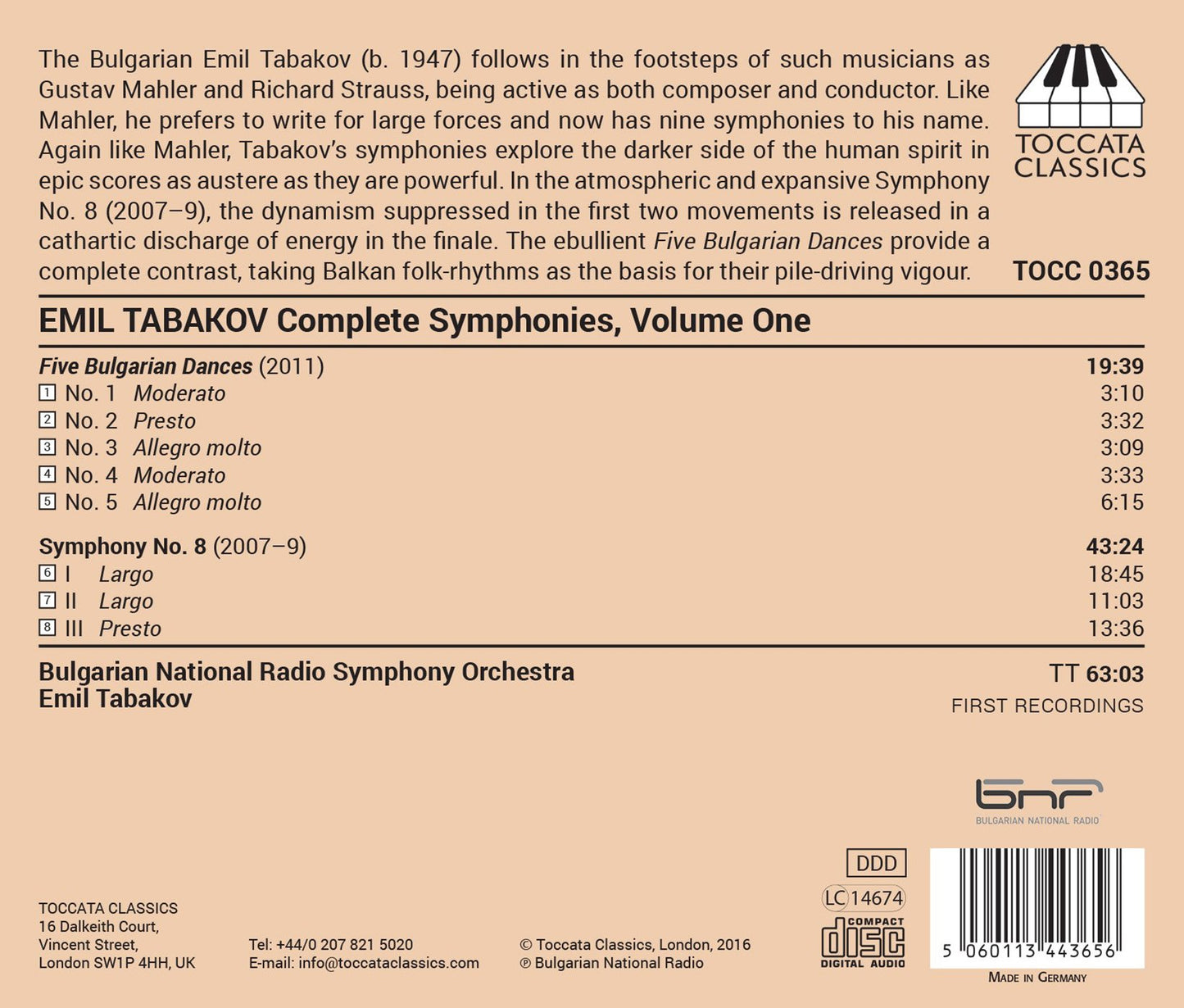 Emil Tabakov: Complete Symphonies, Vol. 1
