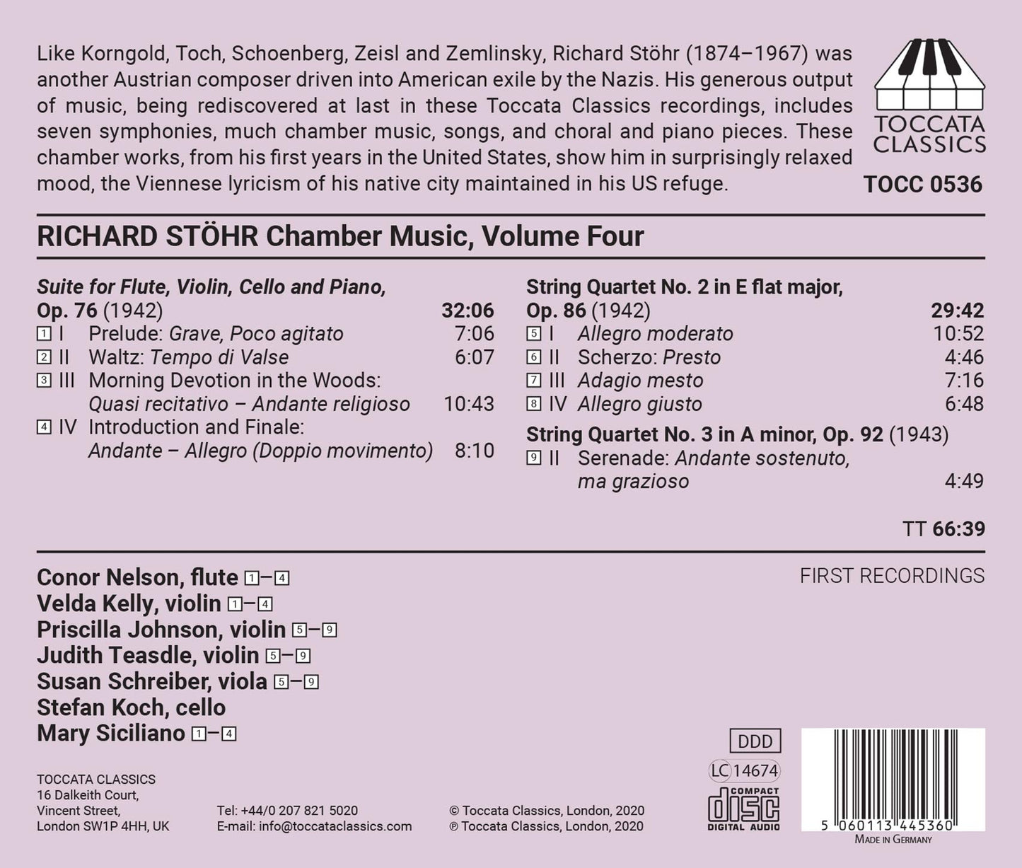 Richard Stohr: Chamber Music, Vol. 4