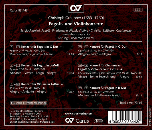 Graupner: Bassoon and Violin Concertos