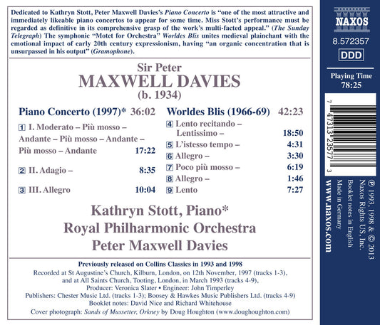 Maxwell Davies: Piano Concerto - Worldes Bli