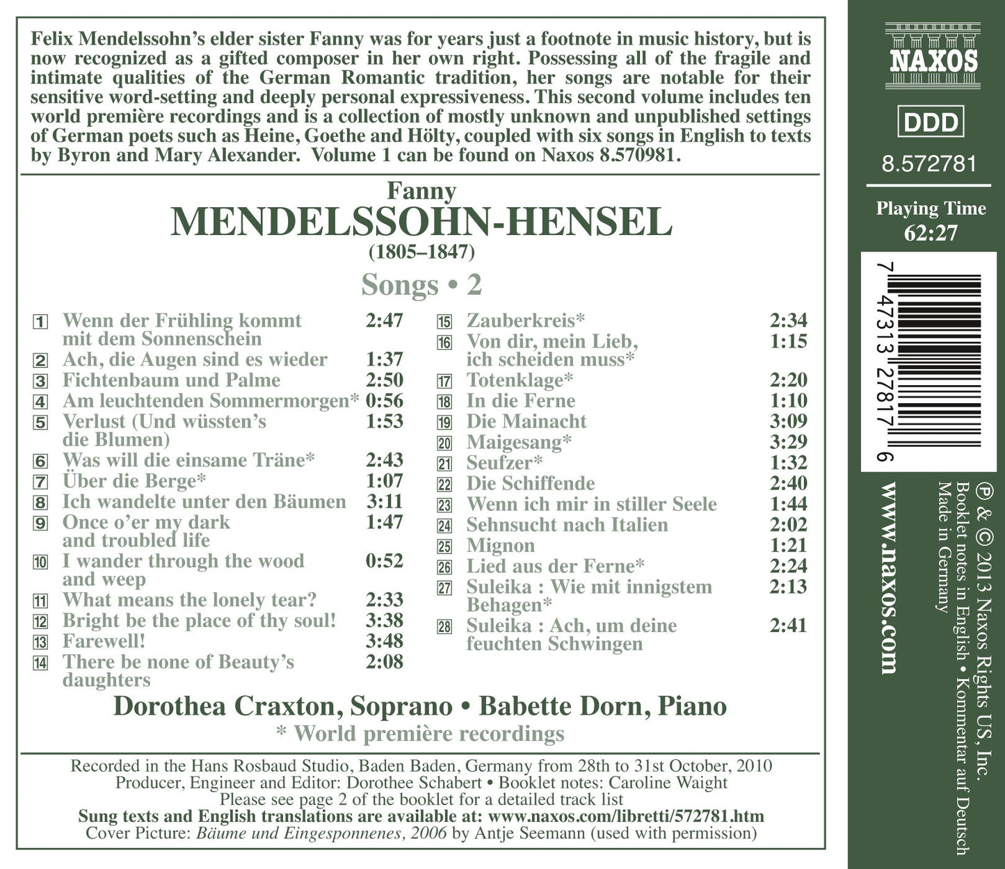 Mendelssohn-Hensel: Lieder, Vol. 2