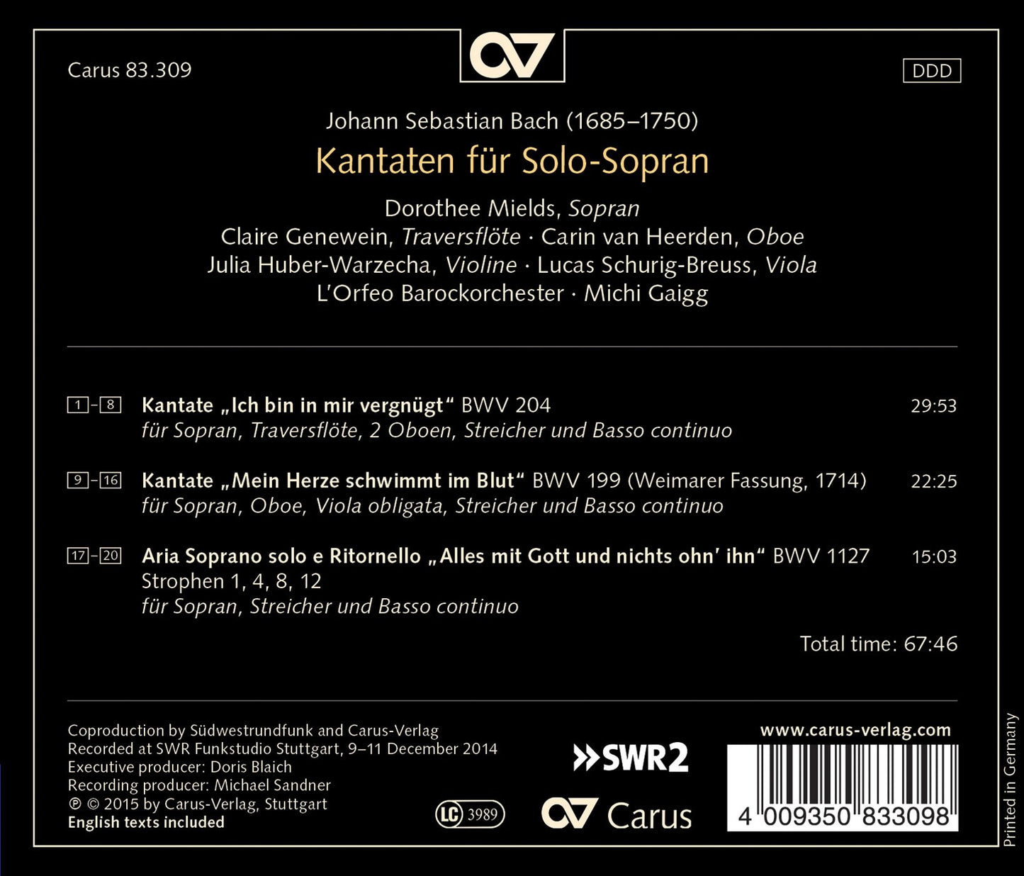 J.S. Bach: Cantatas for Solo Soprano