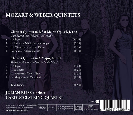 Mozart: Clarinet Quintet in Major, K. 581 - Weber: Clarinet