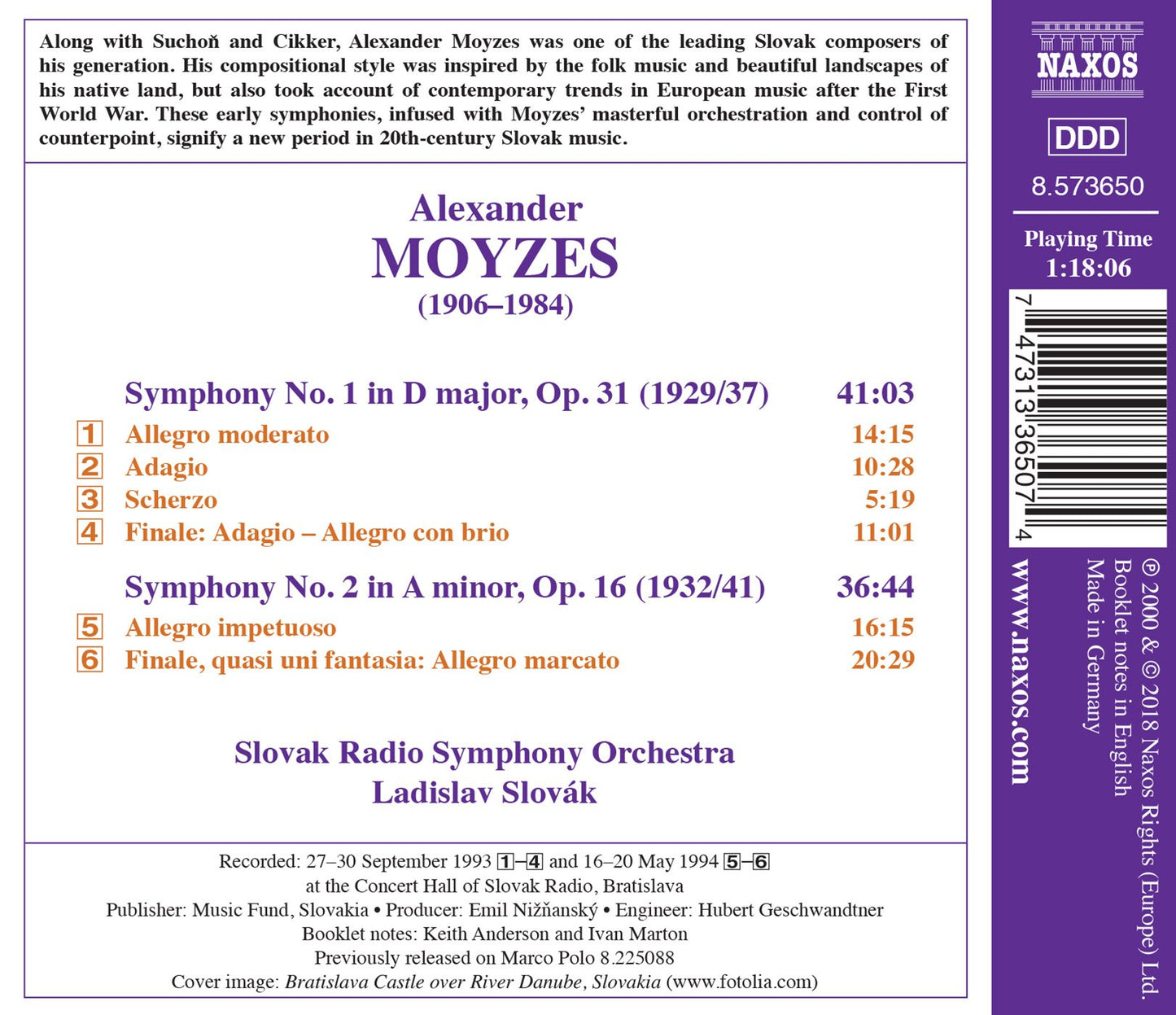 Moyzes: Symphonies Nos. 1 & 2