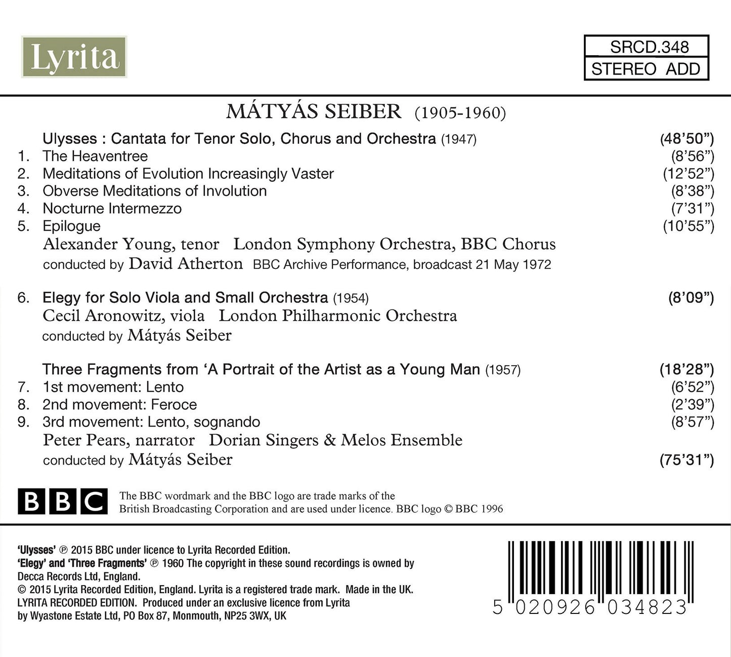 Seiber: The Joyce Settings
