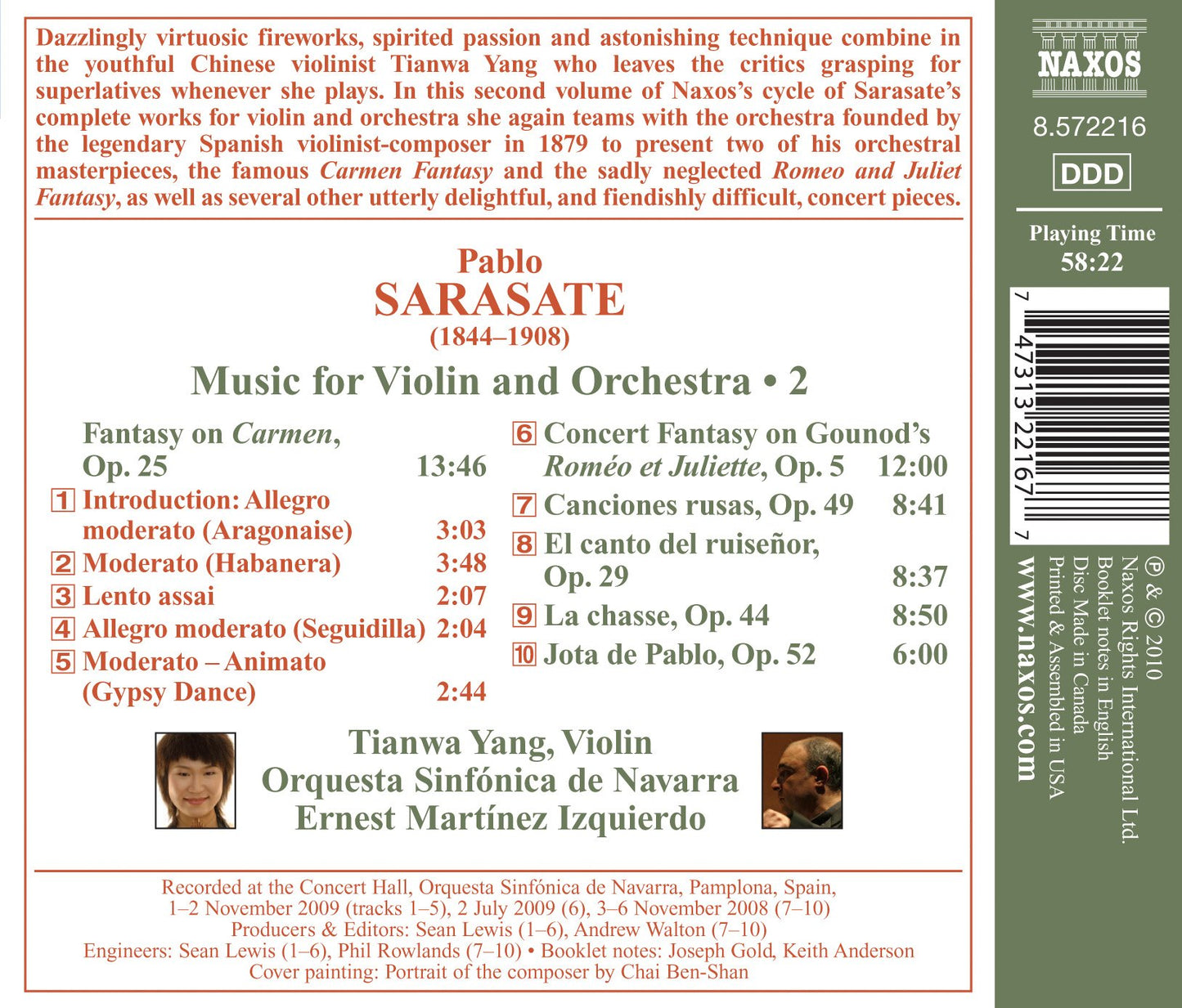 Sarasate: Music for Violin and Orchestra, Vol. 2