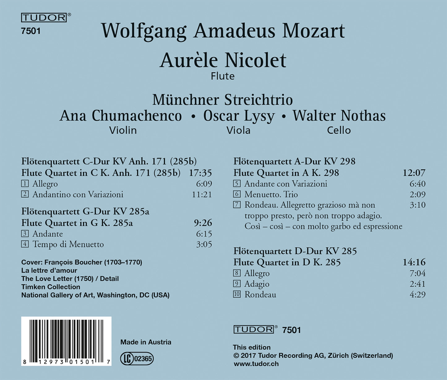 Mozart: Flute Quartets  Nicolet, Muenchner Streichtrio
