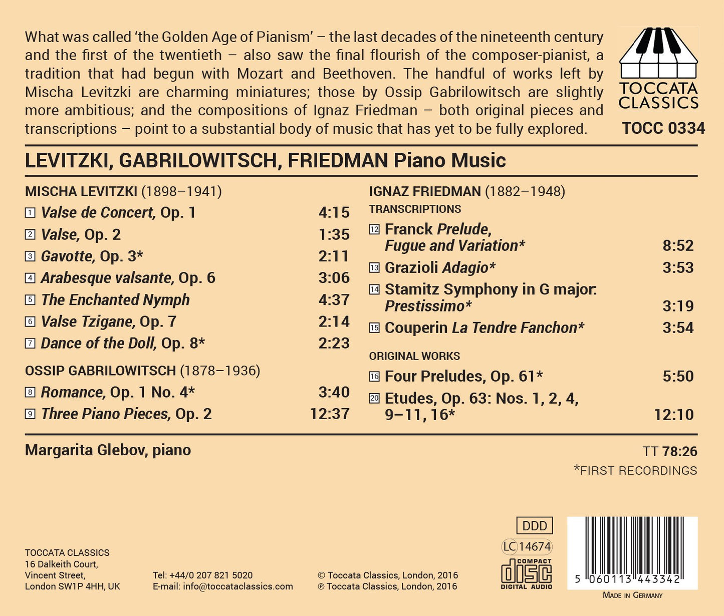 Levitzki: Complete Works for Solo Piano