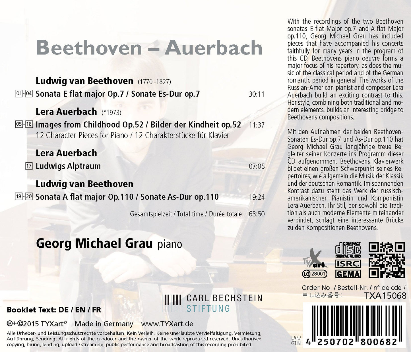 Beethoven: Piano Sonatas, Opp. 7 & 10 - Auerbach: 12 Images