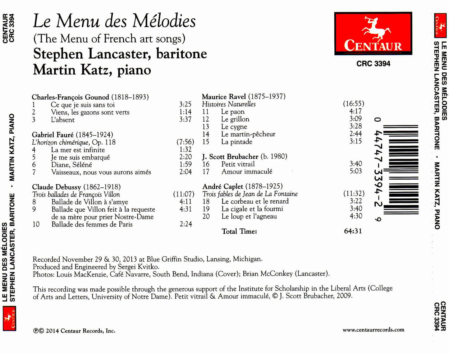 Le menu des mélodies