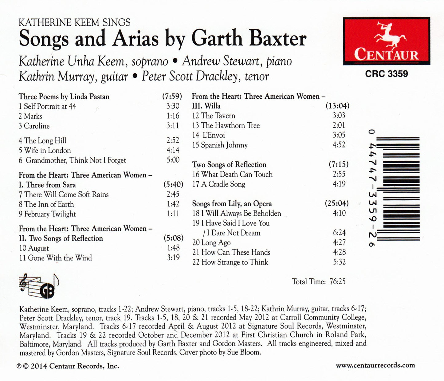 Songs & Arias by Garth Baxter