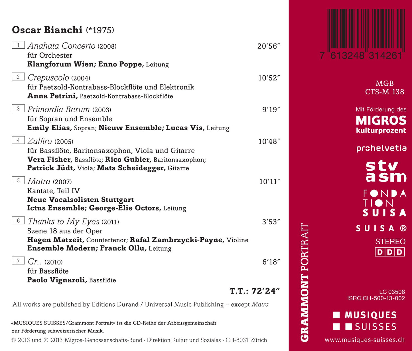 Bianchi: Anahata Concerto - Crepuscolo - Primordia Rerum - Z