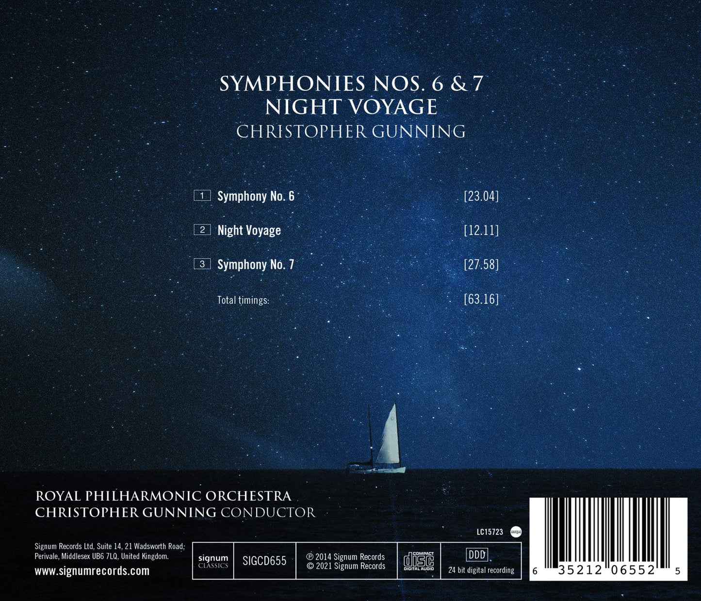 Christopher Gunning: Symphonies Nos. 6 & 7 - Night Voyage