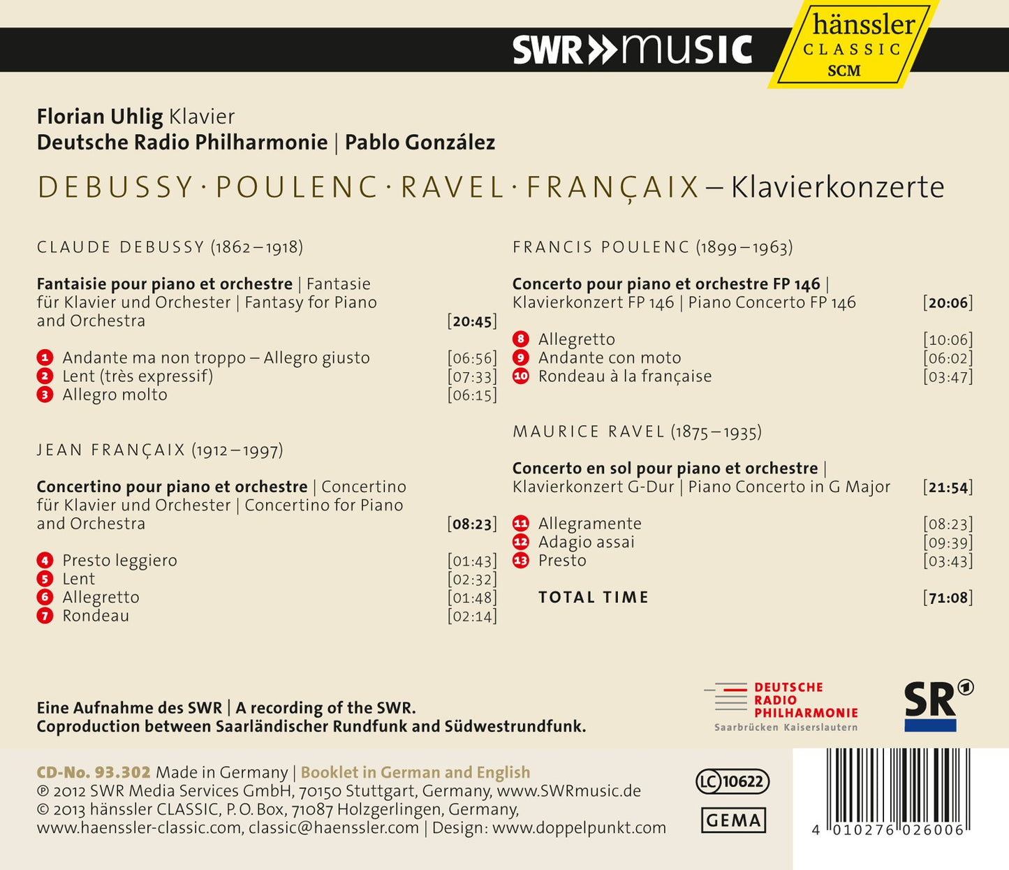 Debussy - Poulenc - Ravel & Francaix: Piano Concertos