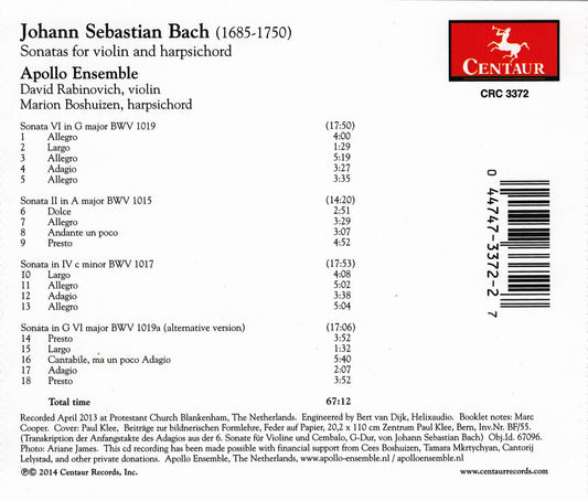 J.S. Bach: Sonatas for Violin & Harpsichord