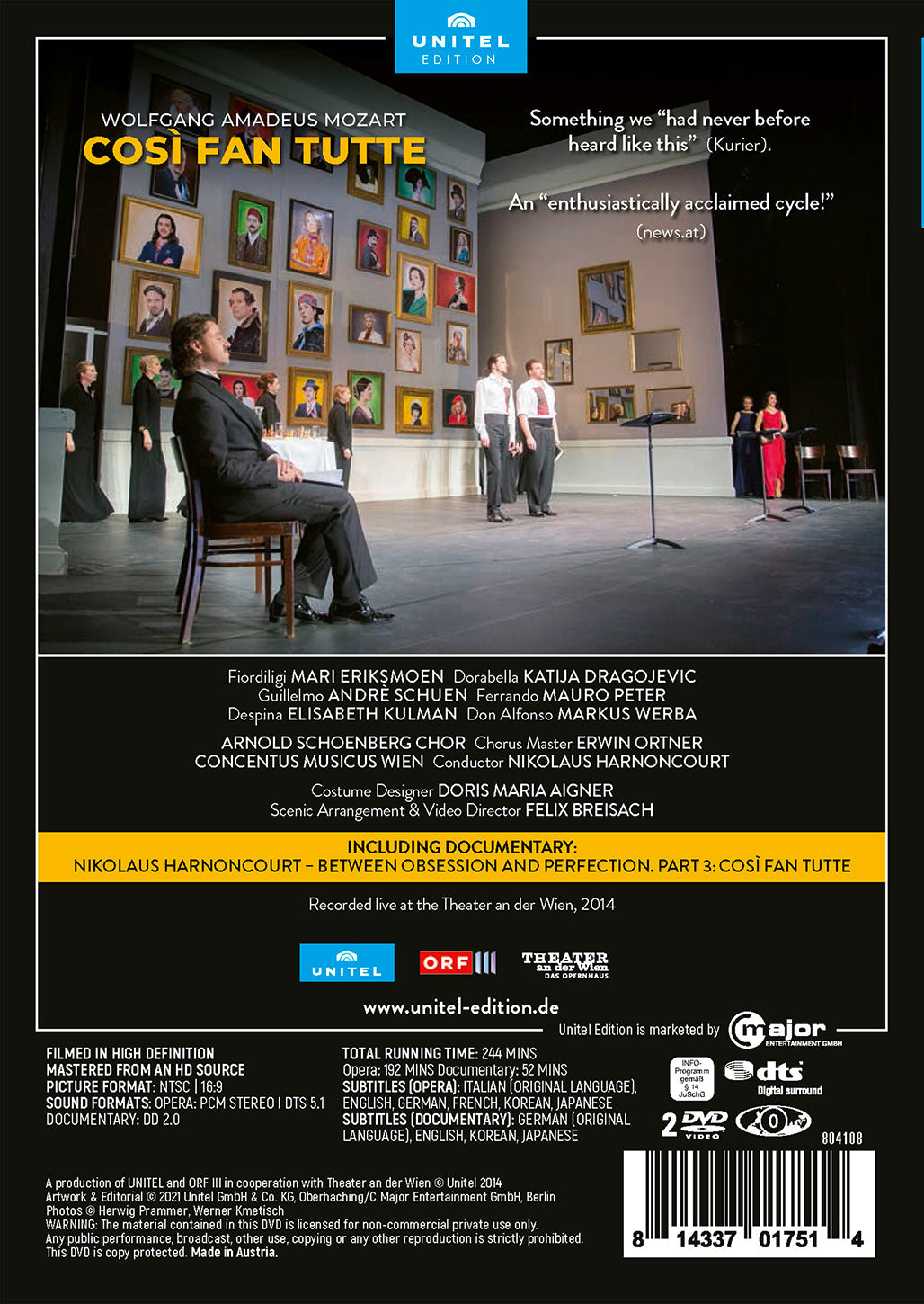 Mozart: Così Fan Tutte  Arnold Schoenberg Chor, Concentus Musicus Wien, Harnoncourt
