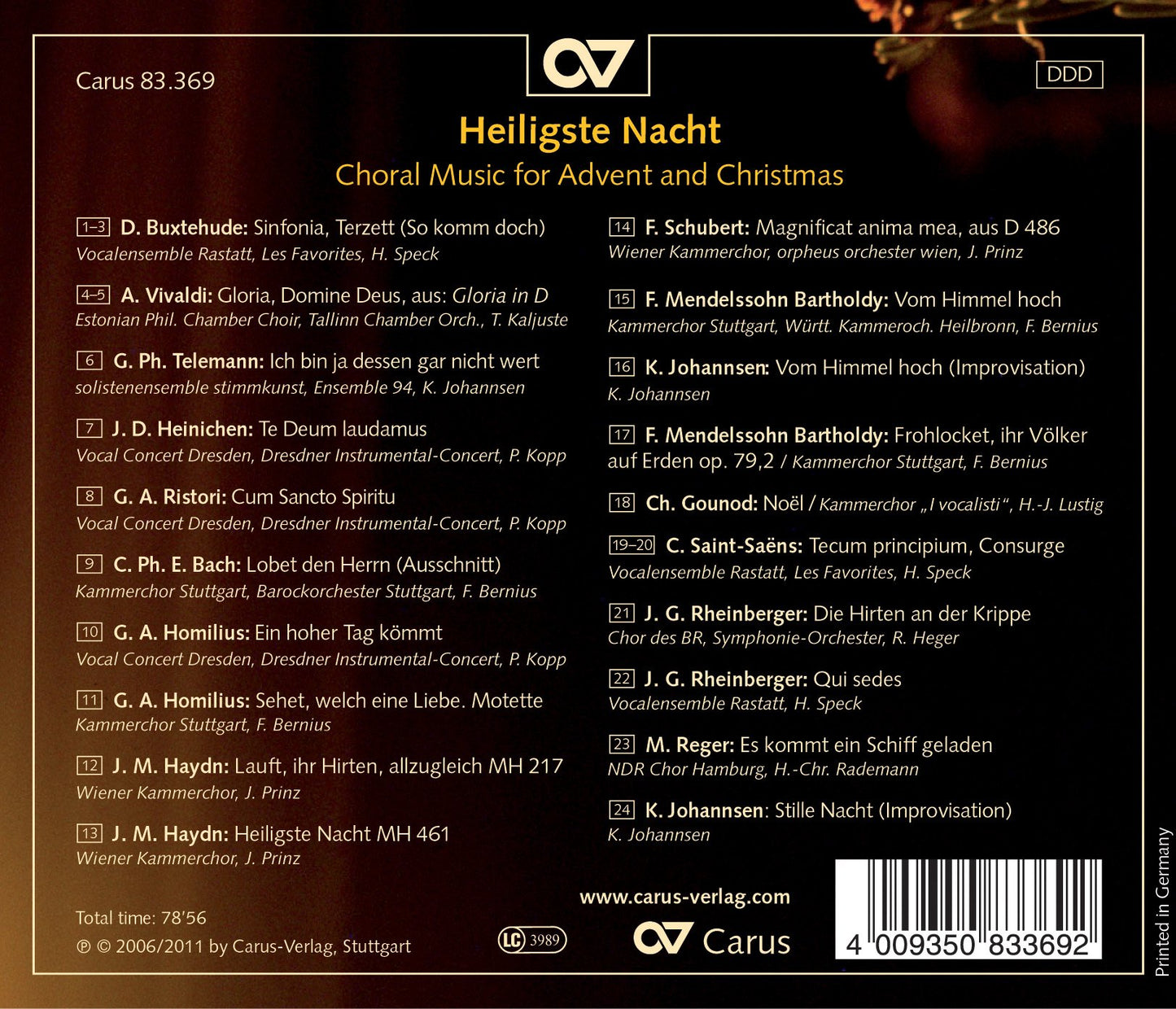 Heiligste Nacht: Choral Music for Advent and Christmas