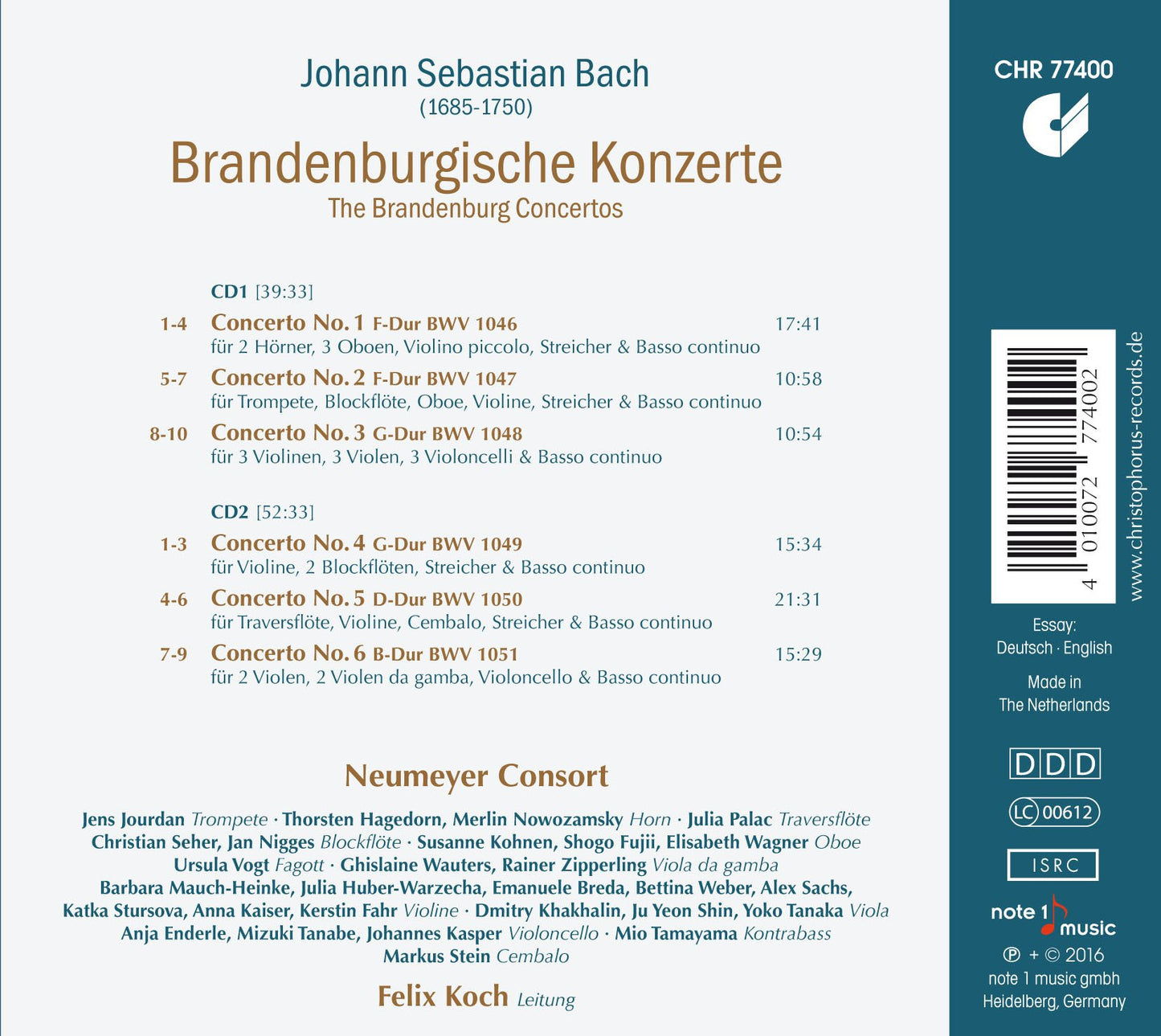 Bach: Brandenburg Concertos, BWV 1046-1051