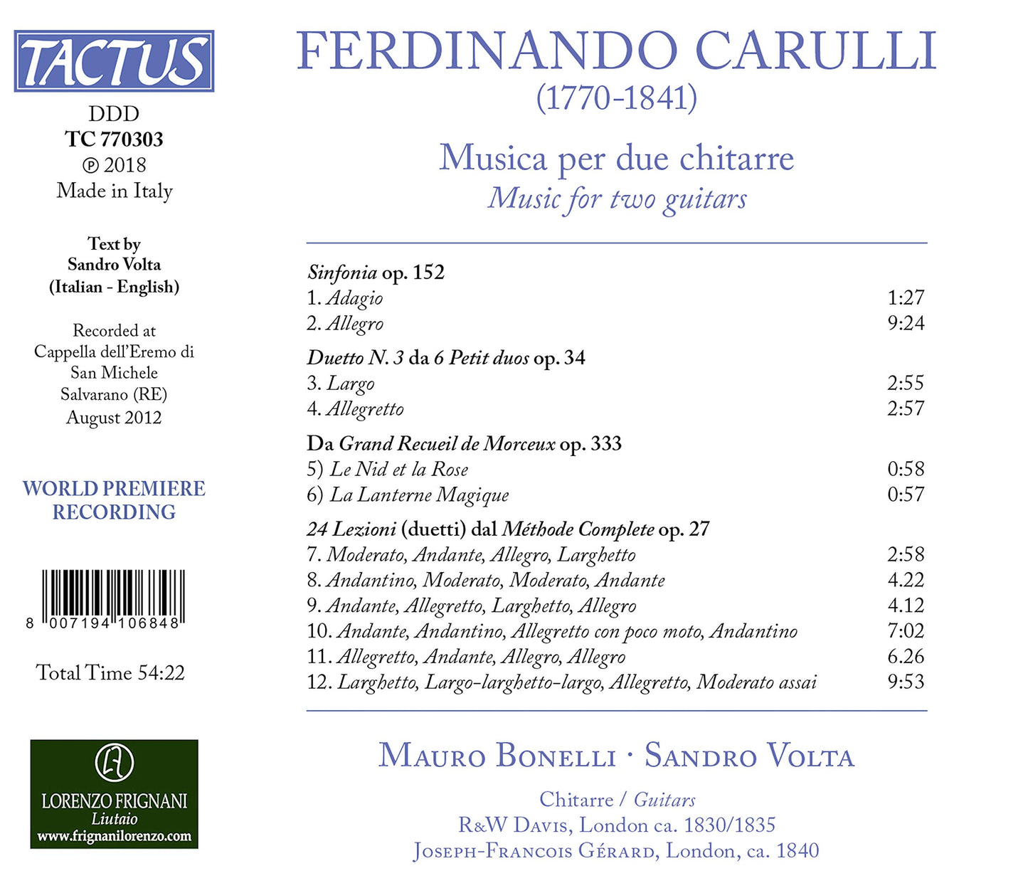 Carulli: Musica per due chitarre