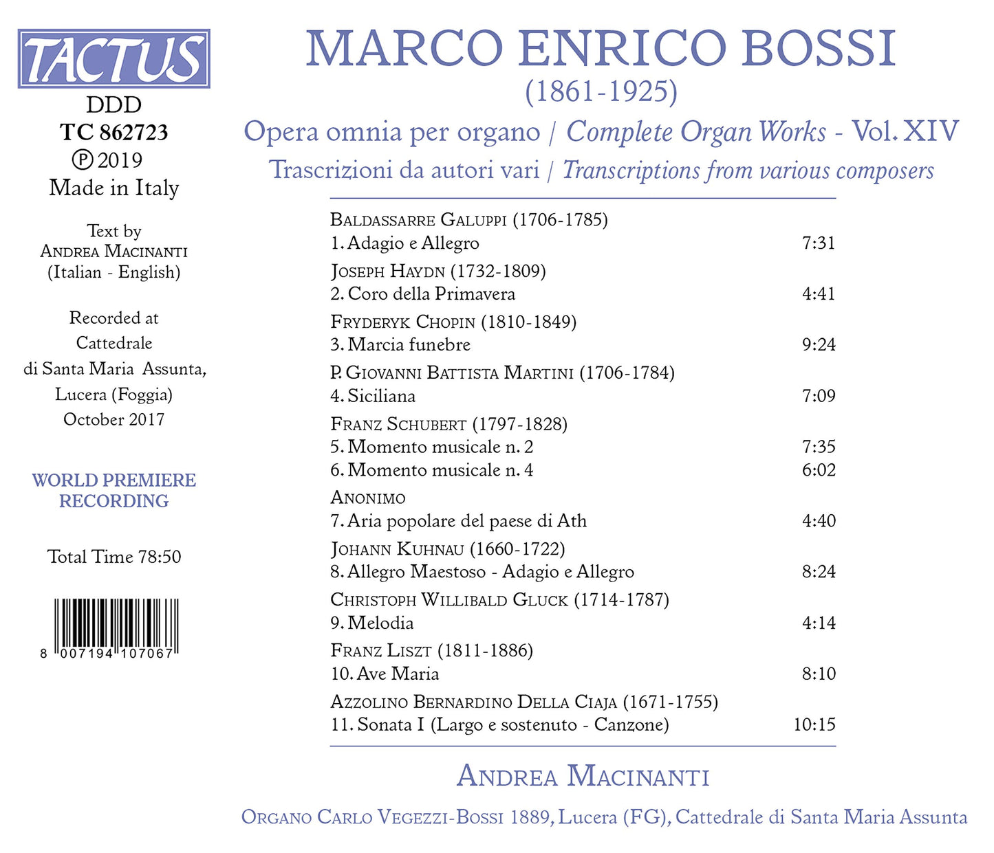 Bossi: Opera omnia per organo, Vol. 14